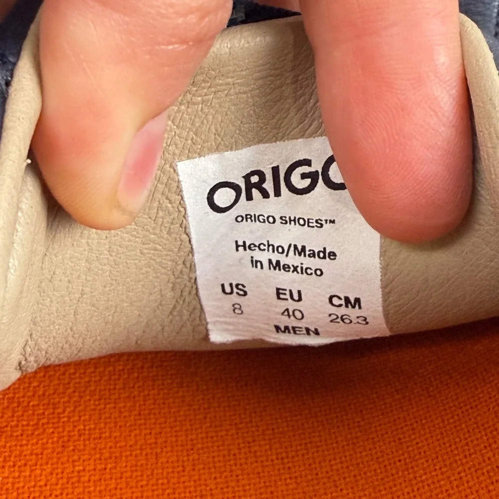 Origo Men's Navy Blue Natural Leather Everyday Sneaker Lace Up Size 8 Barefoot